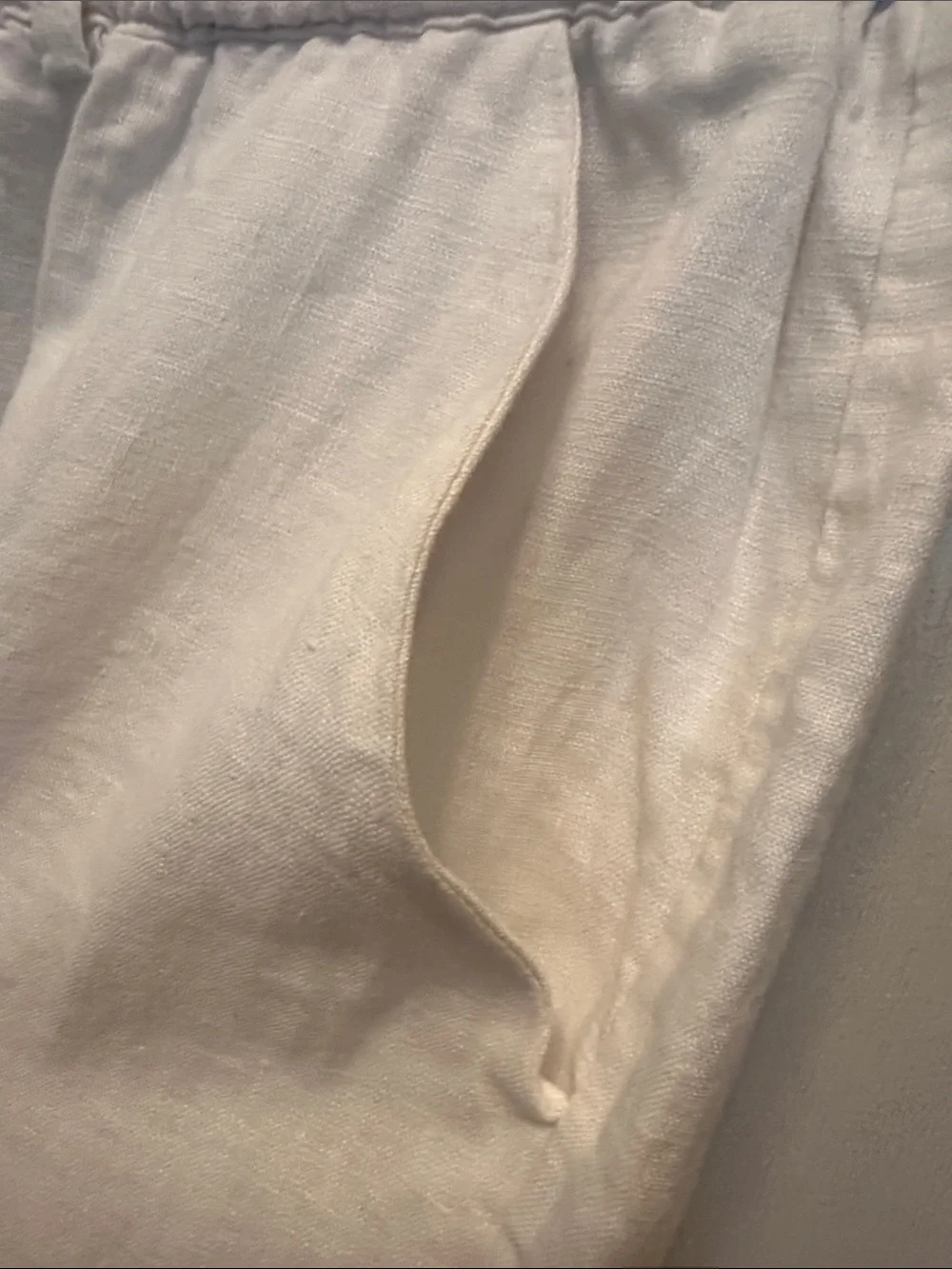 Quince White Cropped Elastic-Waist 100% Linen Women's Pants Vacation XS